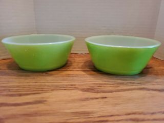 Set Of 2 Vintage Anchor Hocking Fire - King Ware Cereal Fruit Bowls Green