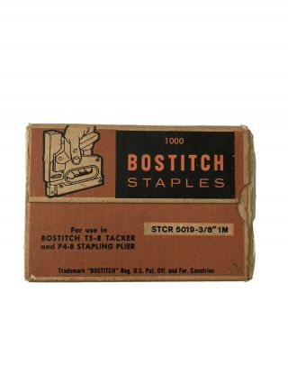 Vintage Bostitch Staples Model Stcr 5019 3/8” 1m For T5 - 8 & P4 - 8 - Box