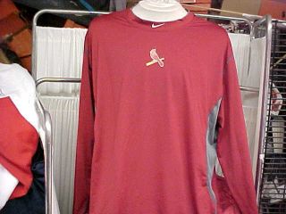 St.  Louis Cardinals Team Issued Long Sleeve Training Shirt Nike Pro Red Size 4xl