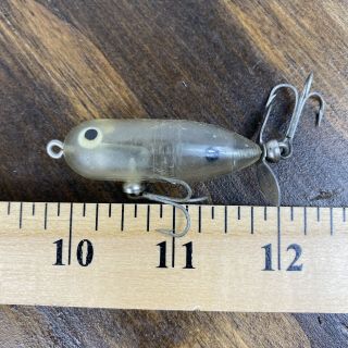 Vintage Heddon Tiny Torpedo Fishing Lure Clear Transparent Shore Minnow Euc