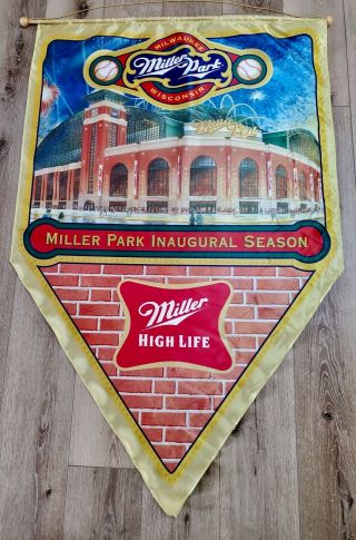 Mlb 2001 Milwaukee Brewers " Miller Park " Inaugural Season Banner - Awesome