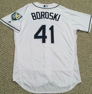 Boroski Size 48 41 2018 Tampa Bay Rays Home White Game Jersey Issued By Rays