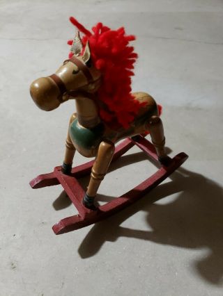 Vintage Wooden Rocking Horse Toy Decor Doll Collectible Christmas 7 " X 7 "