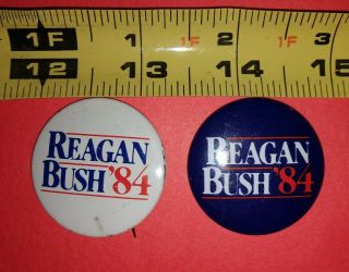 1984 Reagan Bush 84 Campaign Button Vintage Republican Pin White And Blue
