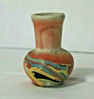 Vintage Southwestern Style Pottery Vase Swirled Miniature Sample 2.  5 "