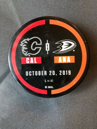 Anaheim Ducks Vs Calgary Flames Game Pre - Warm - Up Puck October 20 2019 10/20