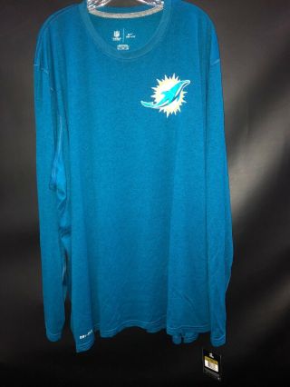 Miami Dolphins Team Issued Blue Dri - Fit Workout Long Sleeve Shirt 4xl W/tags