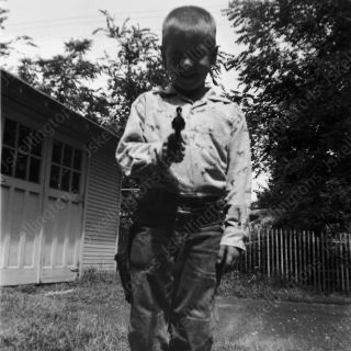 1950s Boy With Toy Gun Cowboy Vintage 2 1/4 " Negative Nl8