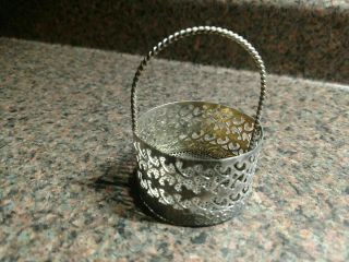 Vintage Miniature Metal Silver Plated Metal Jewelry Trinket Basket Small