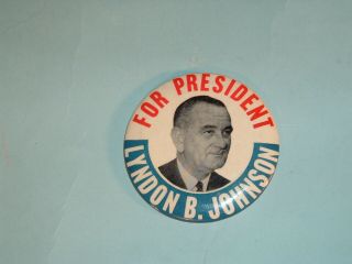 Vintage Lbj Lyndon Johnson For President Campaign Button Pinback Pin 1964