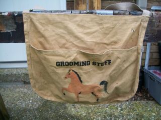 Vintage Horse " Grooming Stuff " Canvas Tote,  Saddle Bag Style Tool Bag.