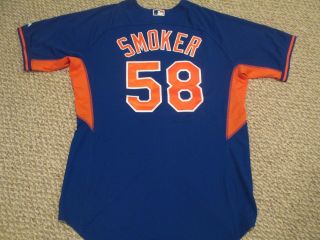 Josh Smoker Size 50 58 2016 Game Mets Jersey Blue Mlb Hologram