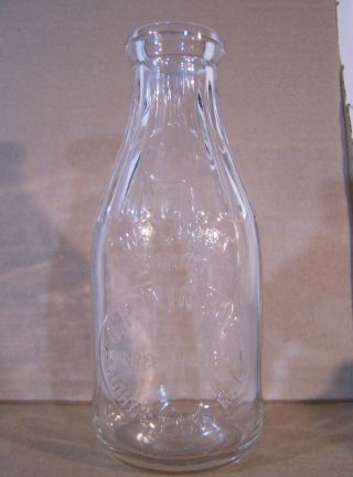 Vintage Embossed Glass Milk Bottle Windsor Dairy Farm Johnston Ri Quart