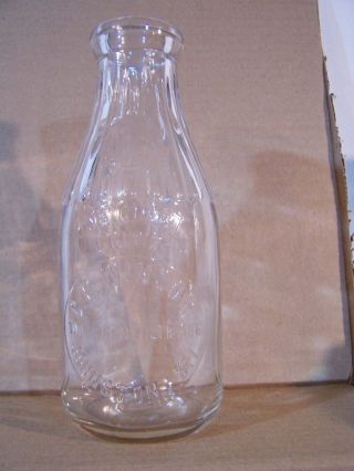 Vintage Embossed Glass Milk Bottle WINDSOR DAIRY Farm Johnston RI QUART 2