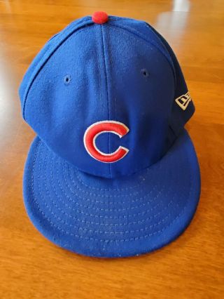 2017 Addison Russell Chicago Cubs Team Issued Playoff Hat Cap Mlb Holo Jd377237