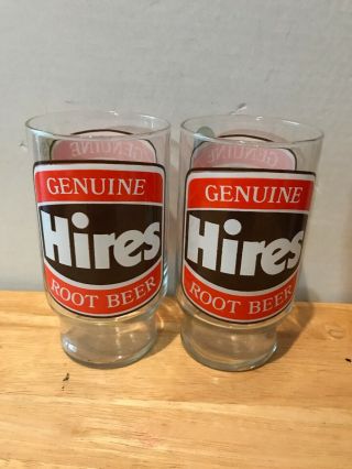 2x Vintage Hires Root Beer Logo Soda Pop Collectible Glasses