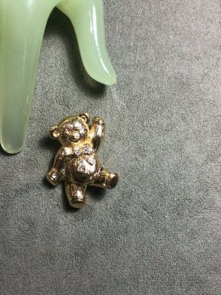 Vintage 1 3/4” Goldtone Clear Rhinestone Accented Bear Style Pin Avon - F