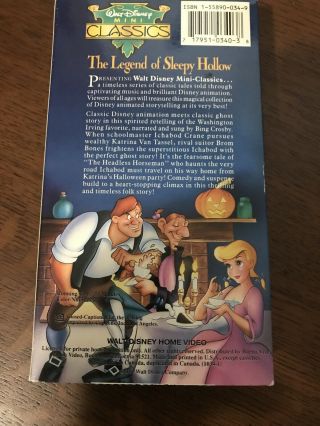 The Legend of Sleepy Hollow Disney Mini Classics) VHS RARE VINTAGE Halloween 2