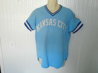 Game Worn Kansas City Royals 1973 Jersey Angelini Road Blue 39
