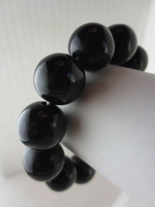Vintage Chunky Black Plastic Bead Stretch Bracelet