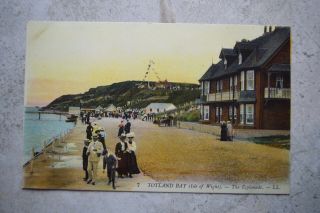 Vintage C1919 Collotype Postcard T: The Esplanade Totland Bay Isle Of Wight Uk