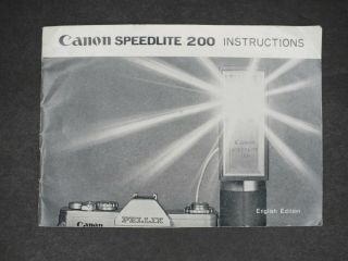Canon Speedlite 200 Vintage 1967 Camera Flash Instruction Book / User Guide