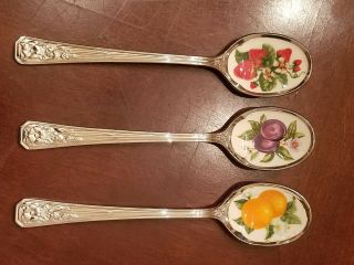Vintage Nature ' s Best Set Of 3 Collector Avon fruit Jam Spoons 2