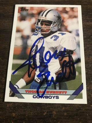 Thomas Everett Autographed/signed 1993 Topps Card Dallas Cowboys