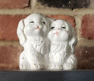 Vintage Porcelain Figurine Dogs With Gold Gilded Spots