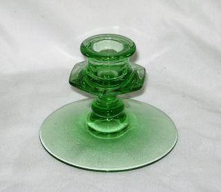 Vintage Green Depression Glass 3 - 1/4 " Tall Candle Holder 4 - 1/2 " Base