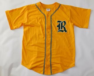 Vintage R Old English Logo Yellow Green High School 31 Baseball Game Jersey Xl