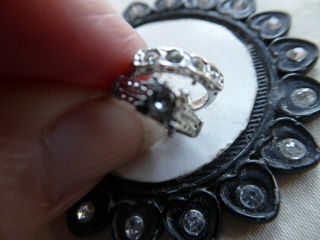 Vtg Sterling (?) Charm Wedding And Engagement Ring Set Five Sparkly Rhinestone