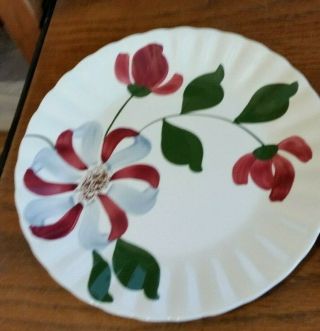 Vintage Blue Ridge Pottery Dinner Plate - Red/white Flowers