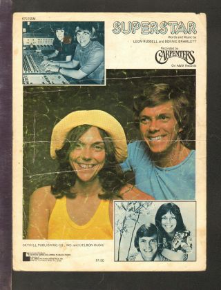 Superstar 1971 Carpenters Vintage Sheet Music