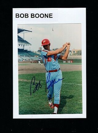 1980 Bob Boone - Philadelphia Phillies Vintage Autographed Color 4x6 Photo