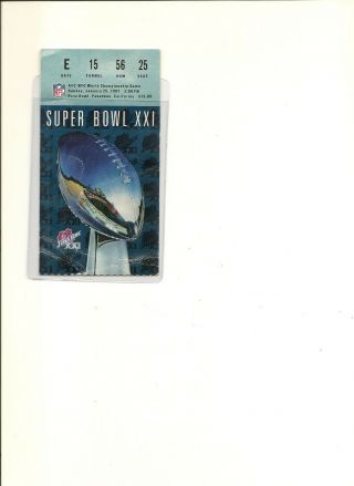 Bowl Xxi Ticket Stub,  1987 York Giants V Denver Broncos In Pasadena