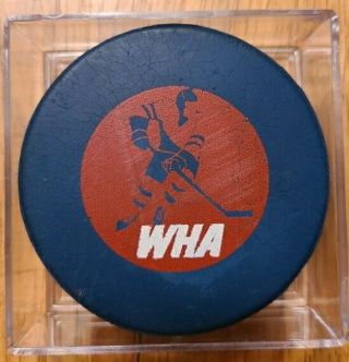1972 - 73 Wha Blue Biltrite Game Hockey Puck Stamped Made In Canada
