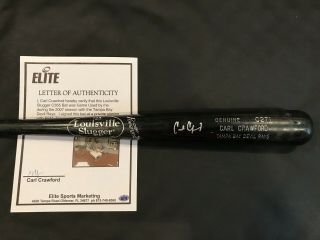 Carl Crawford Tampa Bay Devil Rays Game Bat From Crawford Autographed