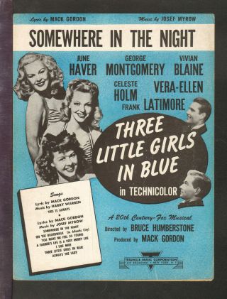 Three Little Girls In Blue 1946 Somewhere In The Night Movie Vintage Sheet Music
