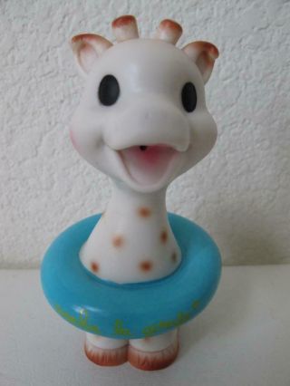 Vintage Sophie La Girafe Bath Toy Blue Float Ring Vulli France Giraffe Teether