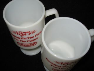 Vintage Set of 2 Conoco Gas Oil Milk Glass Coffee Cups Mugs 1975 100th 2