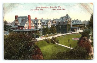 Vintage Postcard Hotel Roanoke Virginia H.  C.  Barnes D15