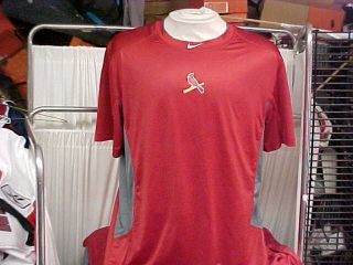 St.  Louis Cardinals Team Issued Short Sleeve Training Shirt Nike Pro Red Sz 2xl