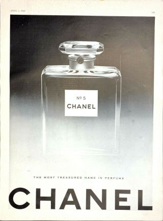 Vintage 1949 Vogue Chanel No.  5 Bottle Of Perfume Print Ad Advertisement