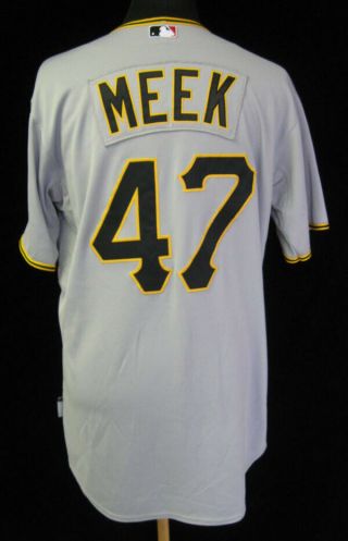 2010 Pittsburgh Pirates Evan Meek 47 Game Issued Gray Road Jersey