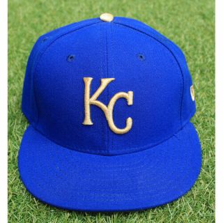 2017 Brandon Moss Game Worn Kansas City Royals Home Hat Cap Gold Size 7 1/8