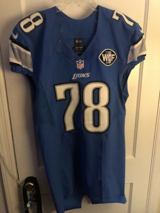 2016 Michael Ola Game Issued Detroit Lions Nike Football Jersey Issued Size 46