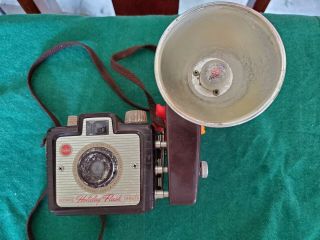 Vintage 1950’s Eastman Kodak Holiday Brownie Flash Camera With Attached Flash
