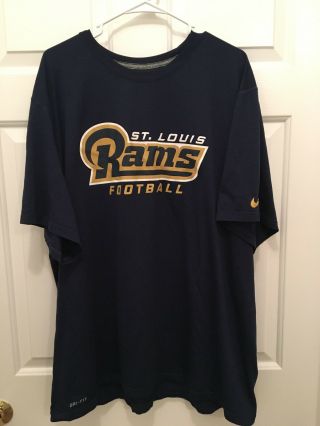 St.  Louis Los Angeles Rams Nfl Team Issued Game Worn Nike Blue T - Shirt 3xl