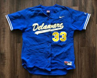 Game Worn University Of Delaware Blue Hens Baseball Jersey Nike Caa